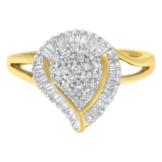 10K Yellow Gold Diamond Cluster Ring (1/2 Cttw, I-J Color, I1-I2