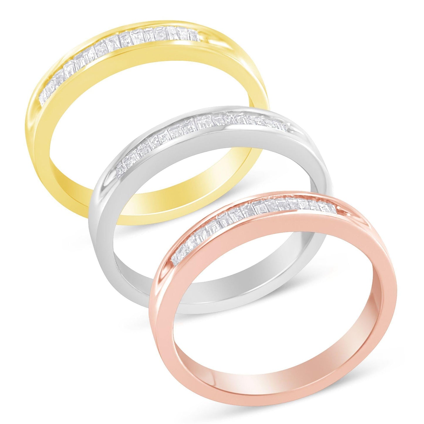 10K Yellow, White and Rose Gold over .925 Sterling Silver 5/8 Cttw