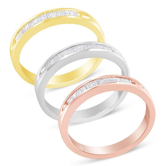 10K Yellow, White and Rose Gold over .925 Sterling Silver 5/8 Cttw