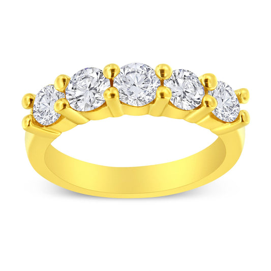 14K Yellow Gold Plated .925 Sterling Silver 1 1/2 Cttw Shared Prong