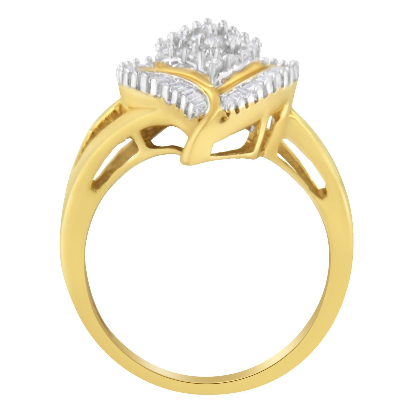 10K Yellow Gold Diamond Cluster Ring (1/2 Cttw, I-J Color, I1-I2