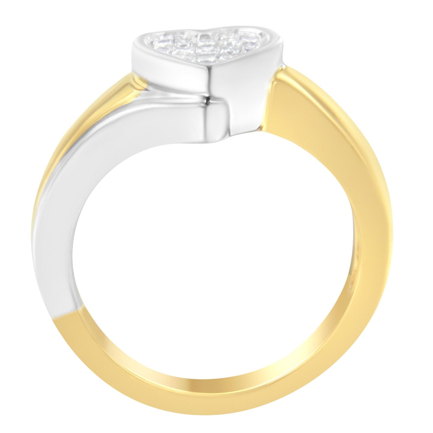 14K Two-Toned Gold Princess-Cut Diamond Heart Promise Ring (1/4 Cttw,