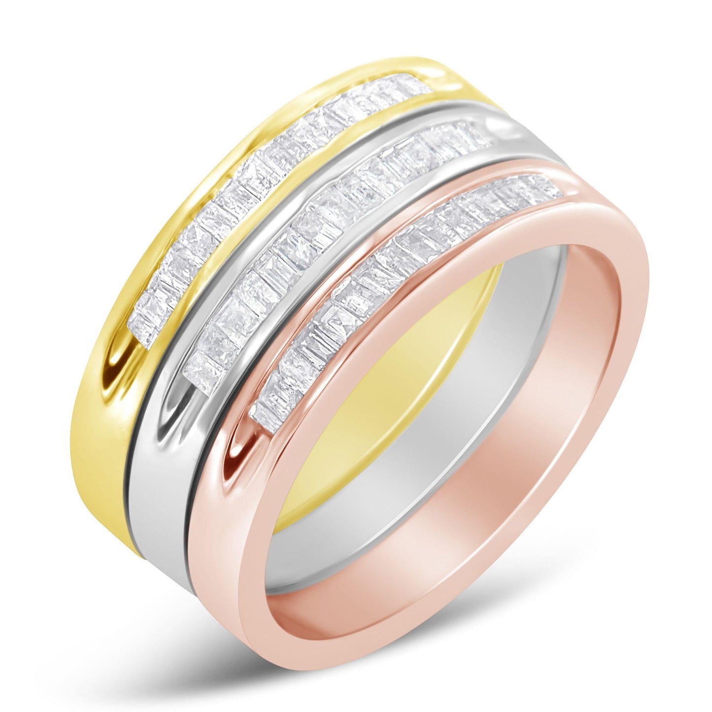 10K Yellow, White and Rose Gold over .925 Sterling Silver 5/8 Cttw