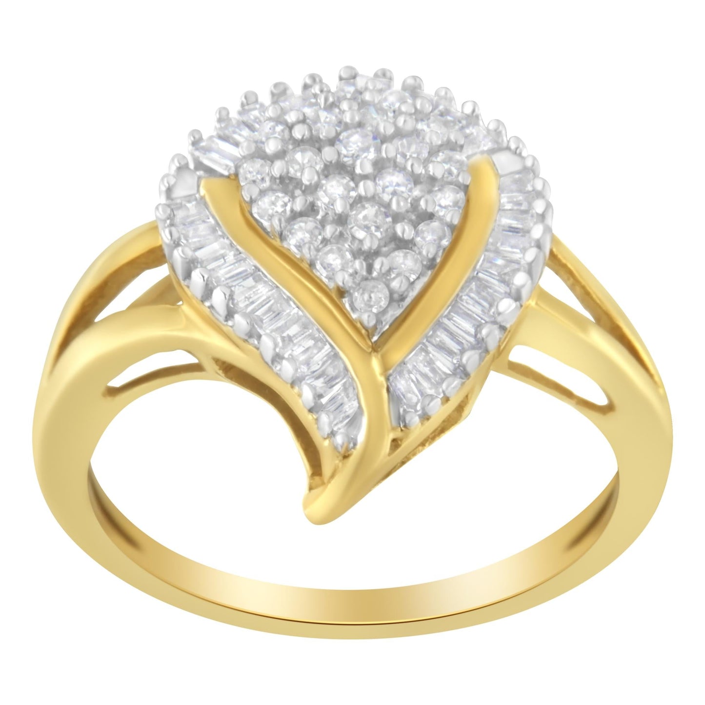 10K Yellow Gold Diamond Cluster Ring (1/2 Cttw, I-J Color, I1-I2