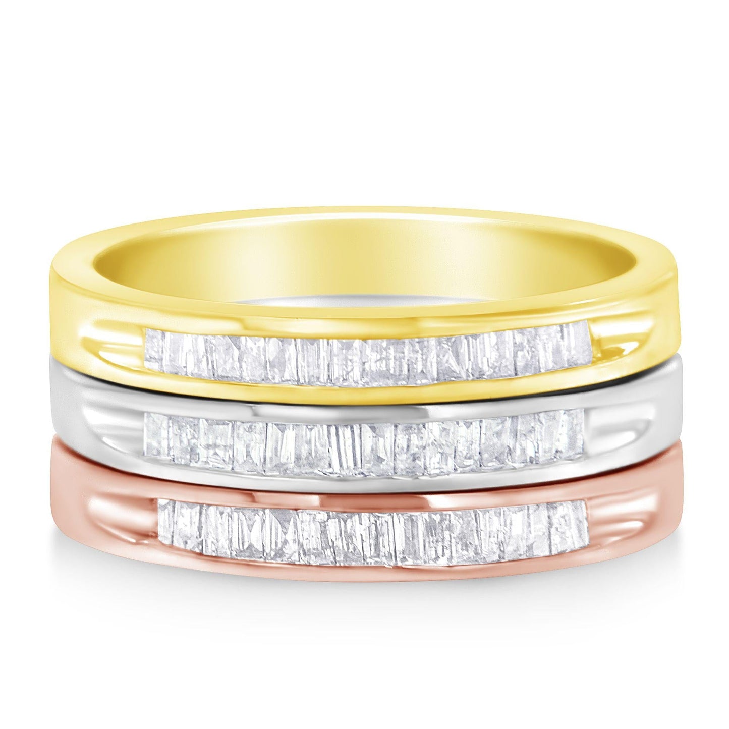 10K Yellow, White and Rose Gold over .925 Sterling Silver 5/8 Cttw