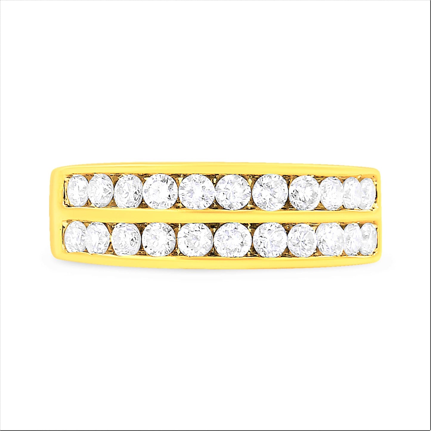 10K Yellow Gold Two-Row Diamond Band Ring (1 Cttw, J-K Color, I1-I2