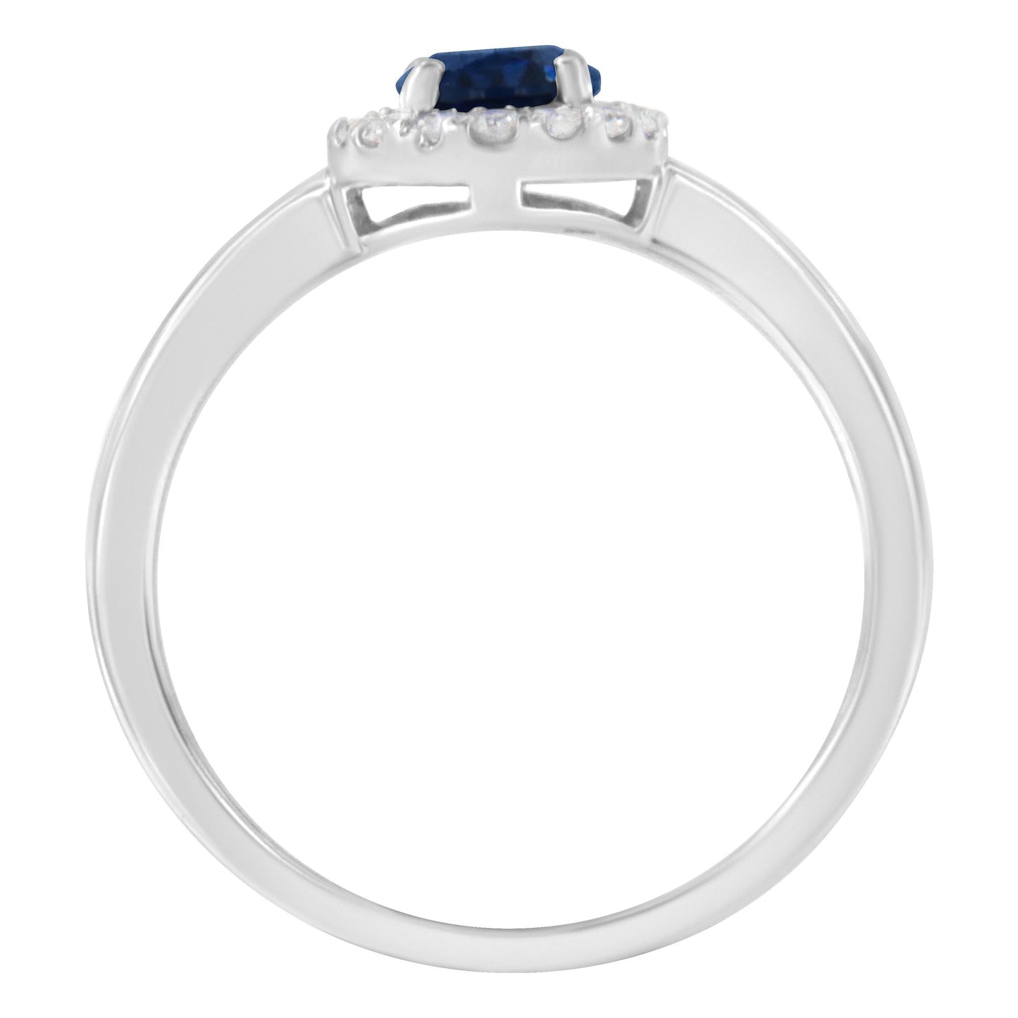 10K White Gold 1/5 Cttw Round Diamond and Prong Set 7MM Gemstone Halo