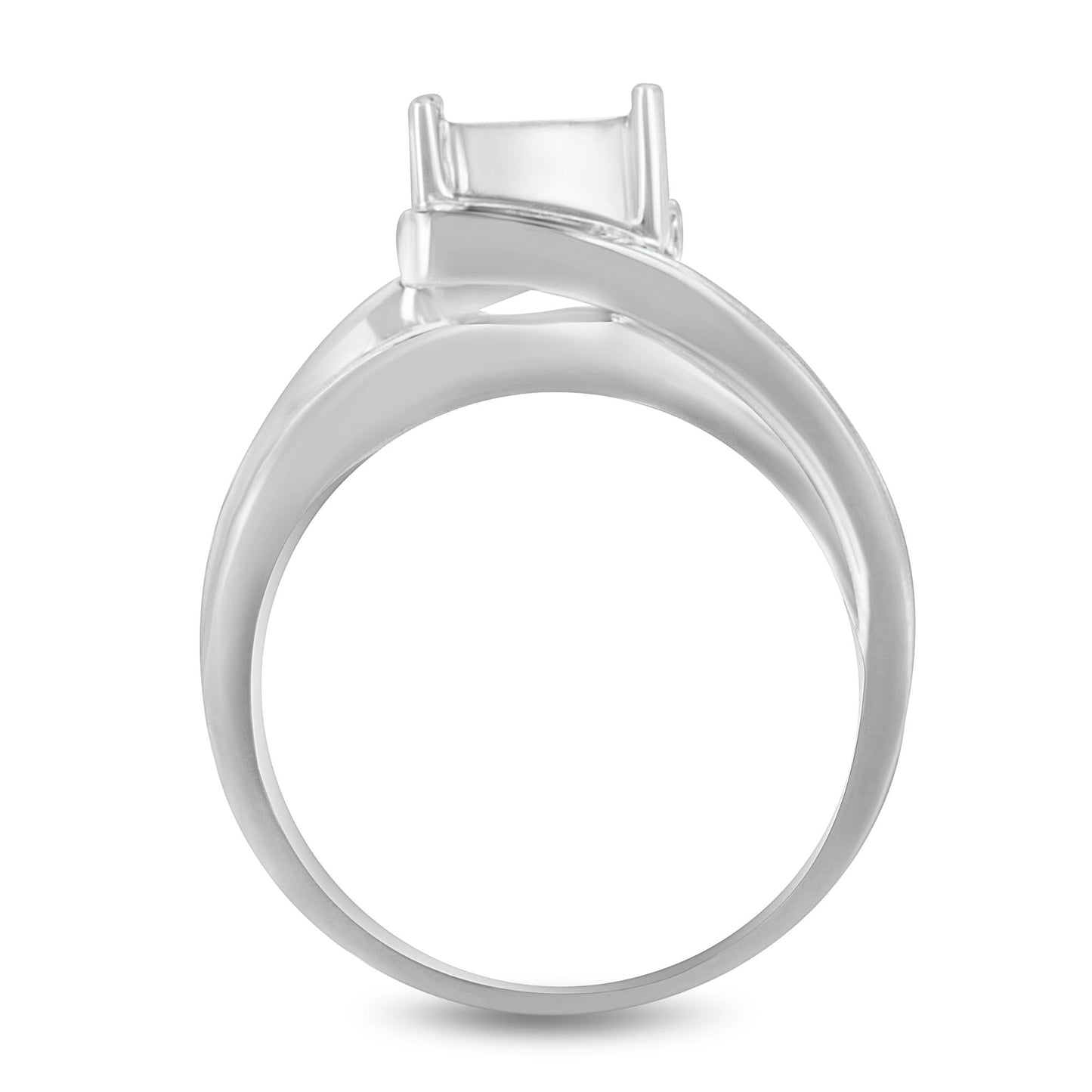 10K White Gold 1/3 Cttw Invisible Set Princess-cut Diamond Cluster