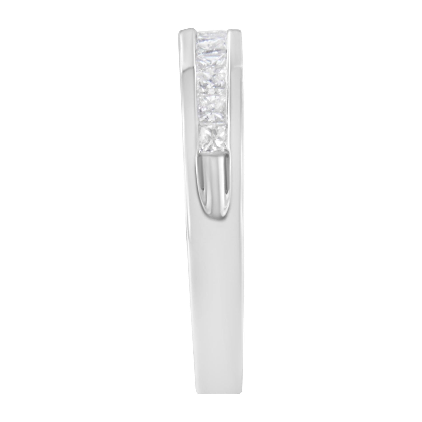.925 Sterling Silver 1/2 Cttw Princess-Cut Diamond Channel-Set