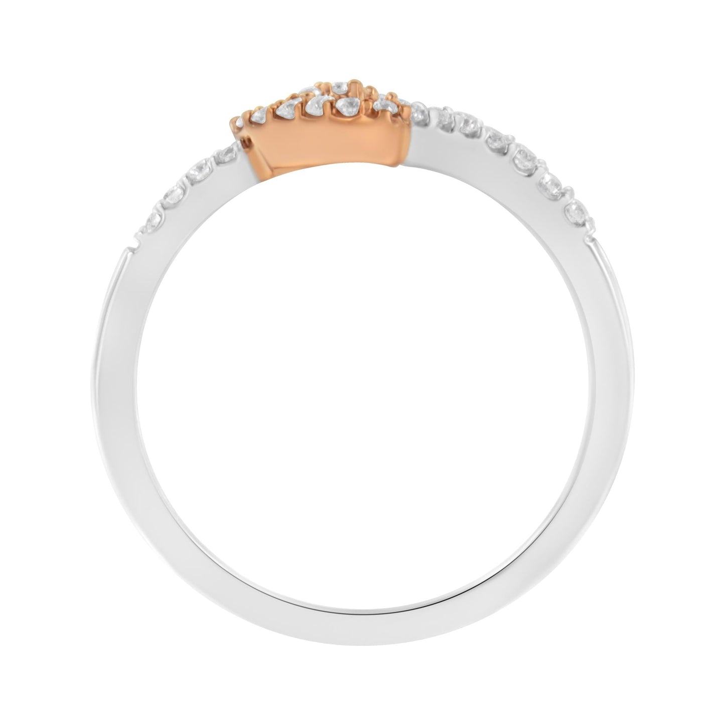 10K Two Toned Gold Diamond Heart Cocktail Ring (1/5 Cttw, H-I Color,