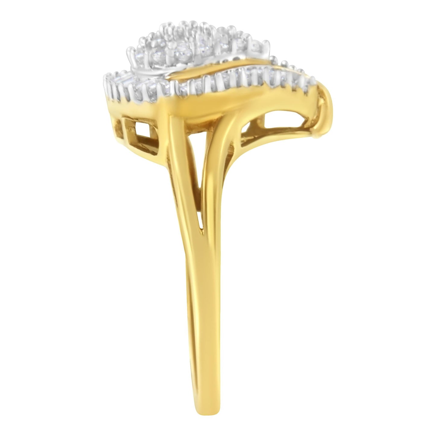 10K Yellow Gold Diamond Cluster Ring (1/2 Cttw, I-J Color, I1-I2