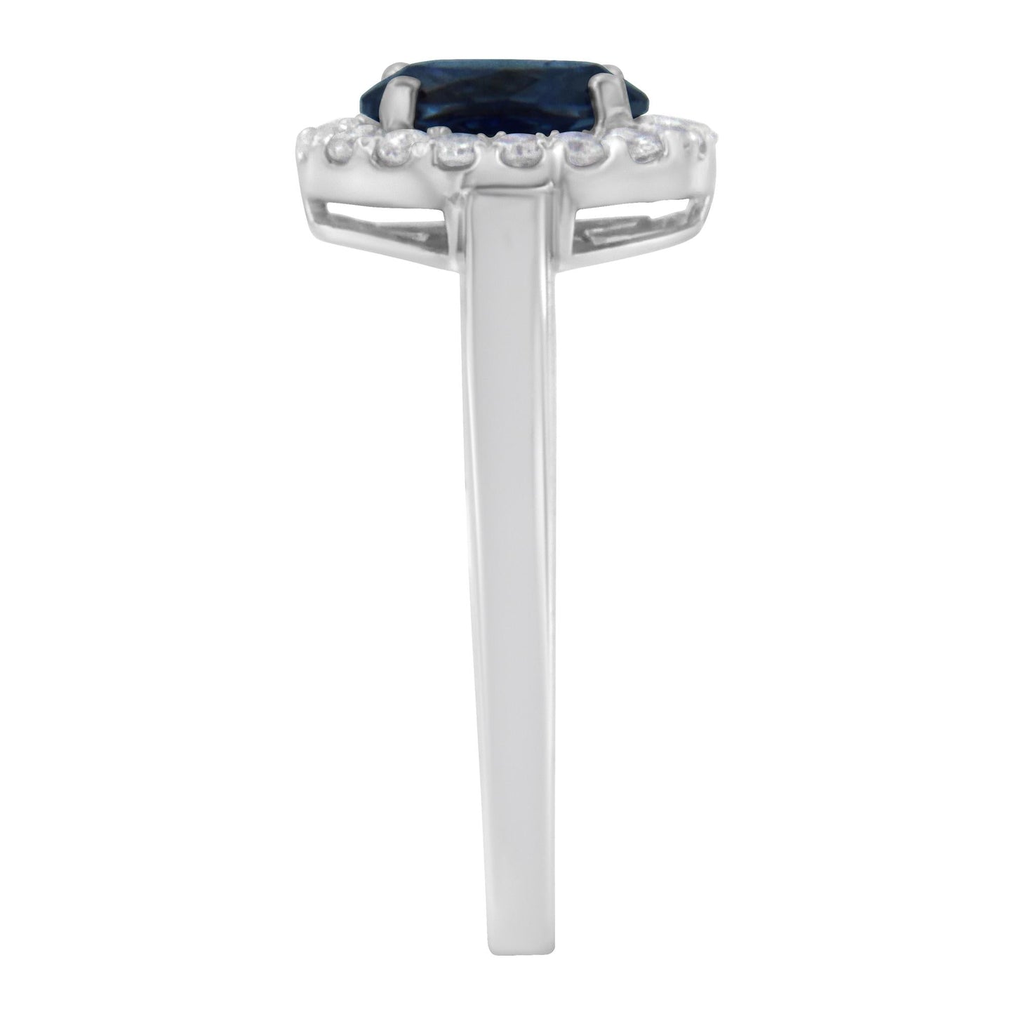 10K White Gold 1/5 Cttw Round Diamond and Prong Set 7MM Gemstone Halo