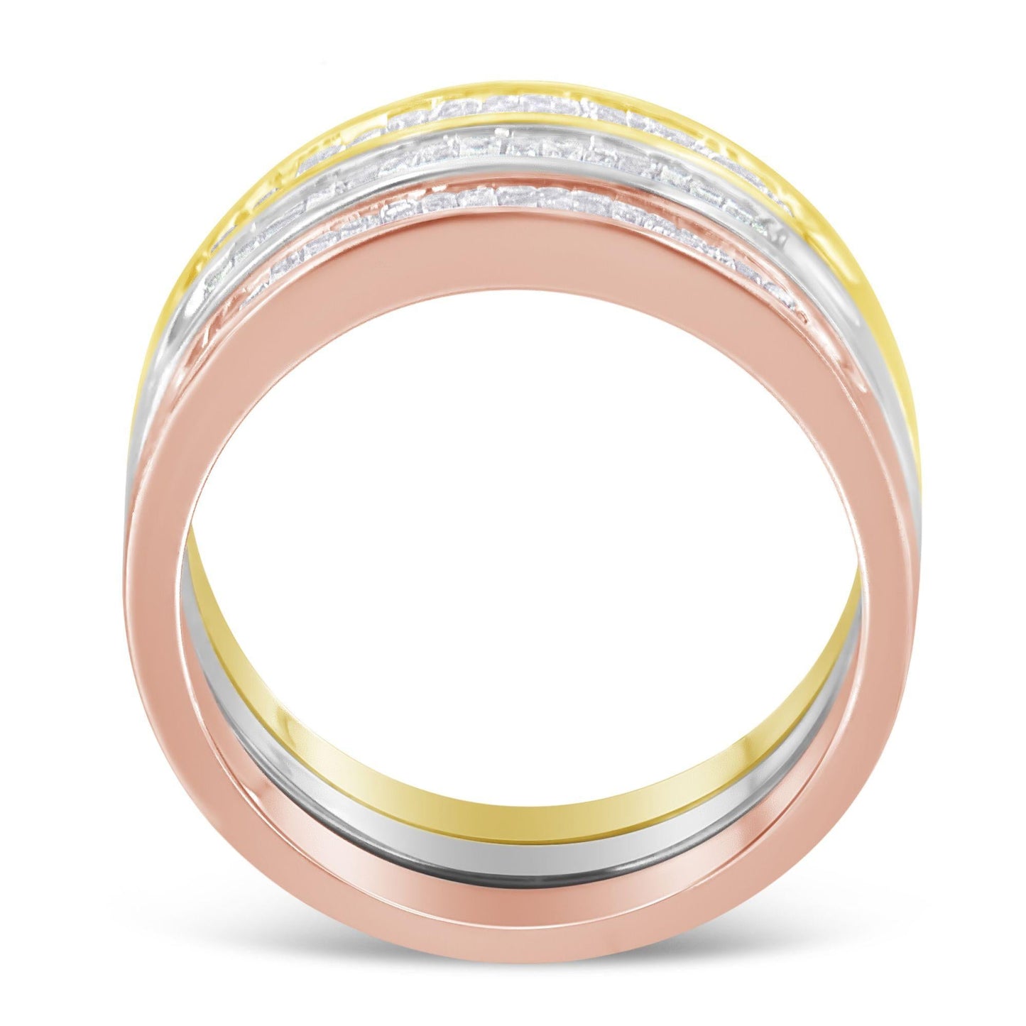 10K Yellow, White and Rose Gold over .925 Sterling Silver 5/8 Cttw