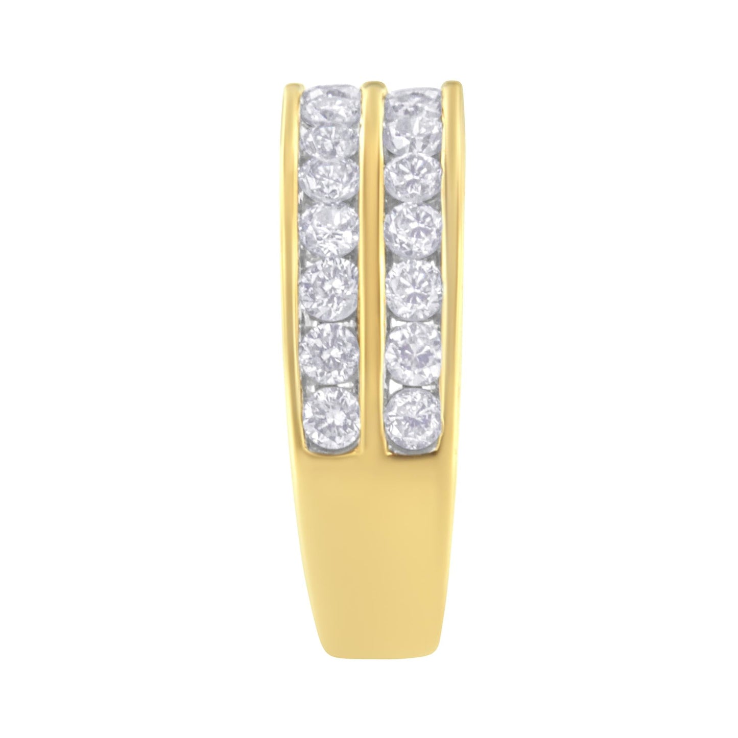 10K Yellow Gold Two-Row Diamond Band Ring (1 Cttw, J-K Color, I1-I2