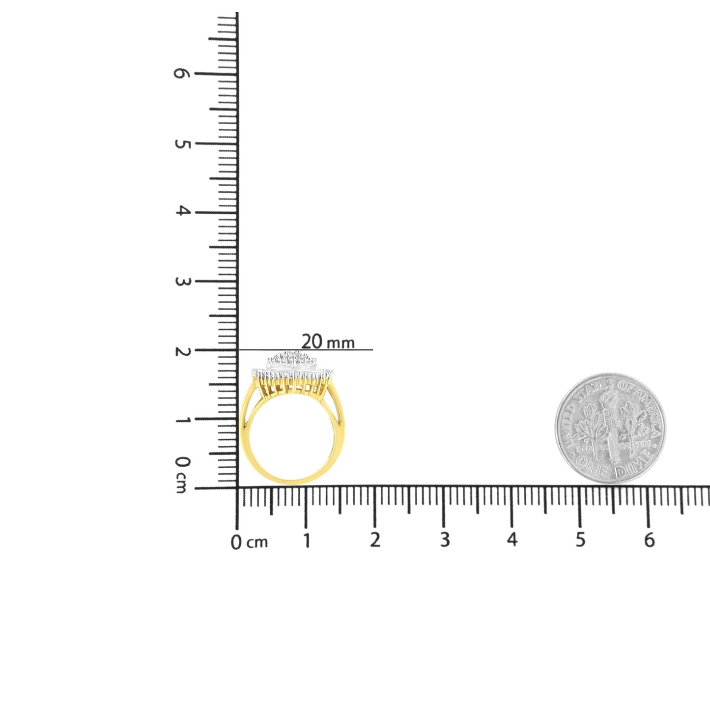 10K Yellow Gold 1.0 Cttw Round and Baguette Cut Diamond Oval Shaped