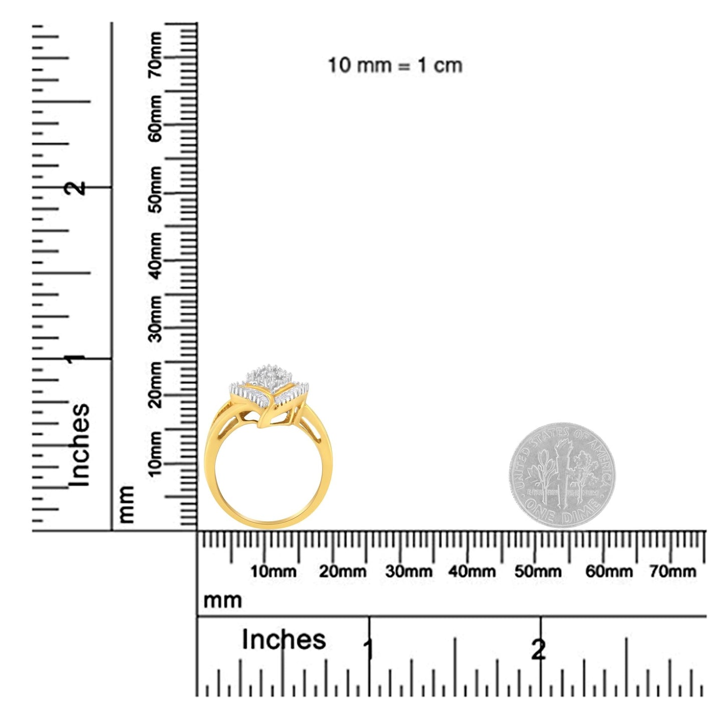 10K Yellow Gold Diamond Cluster Ring (1/2 Cttw, I-J Color, I1-I2