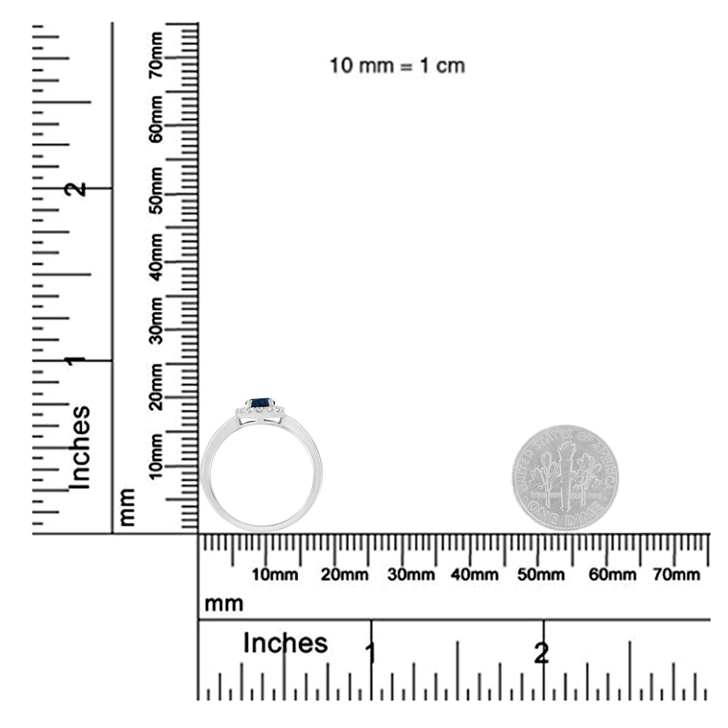10K White Gold 1/5 Cttw Round Diamond and Prong Set 7MM Gemstone Halo