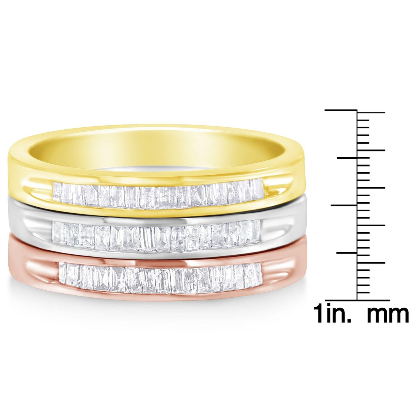 10K Yellow, White and Rose Gold over .925 Sterling Silver 5/8 Cttw