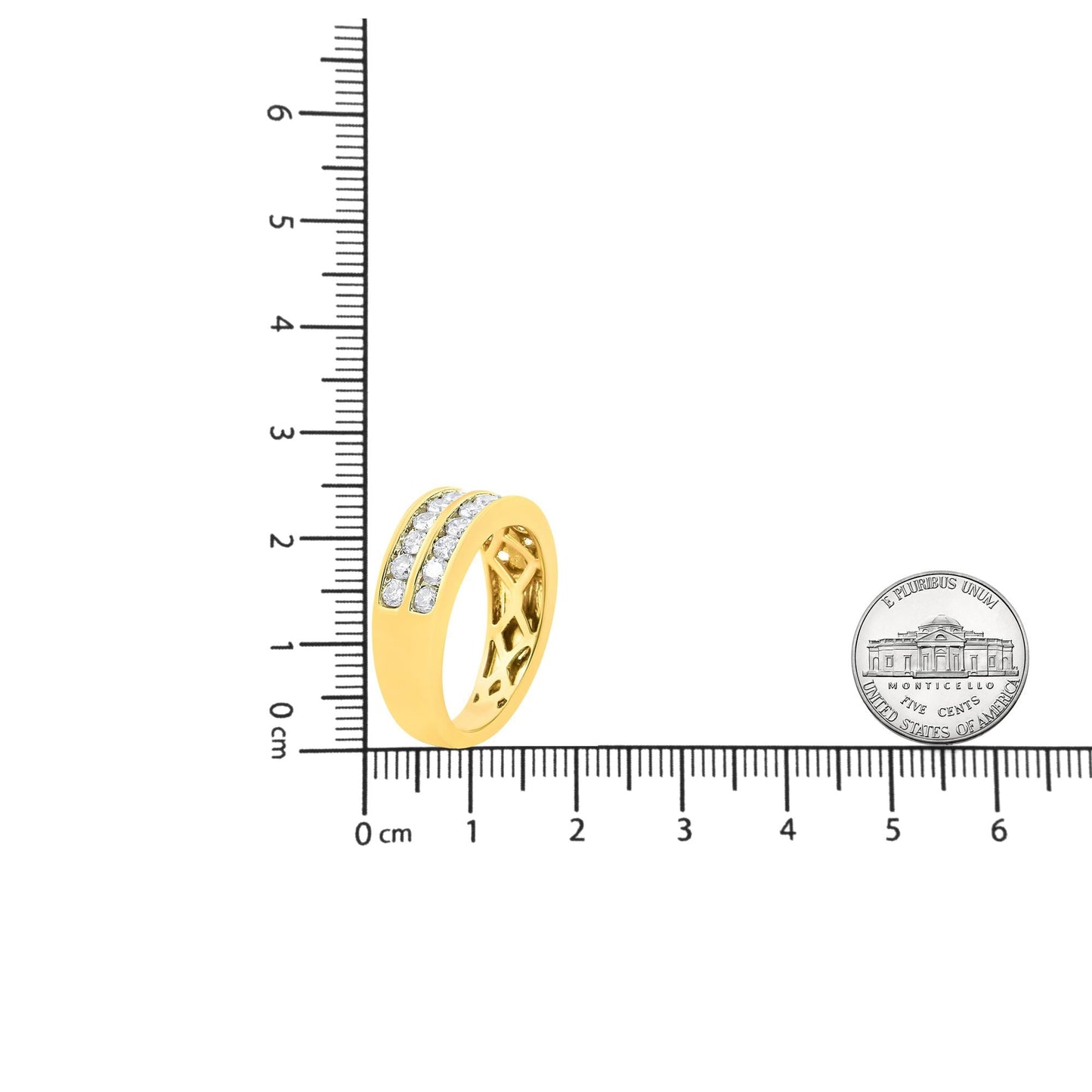 10K Yellow Gold Two-Row Diamond Band Ring (1 Cttw, J-K Color, I1-I2